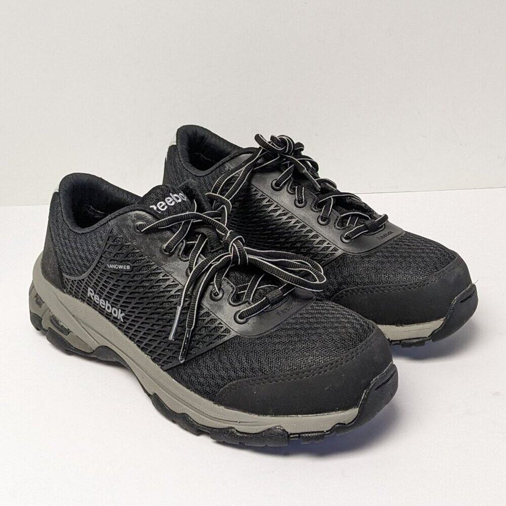 Reebok Heckler Composite Toe Sneakers, Black, Men's 7 Wide